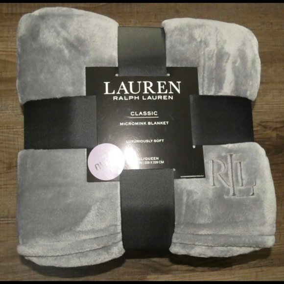 Ralph Lauren Bedding Ralph Lauren Micromink Blanket Full Queen Gray
